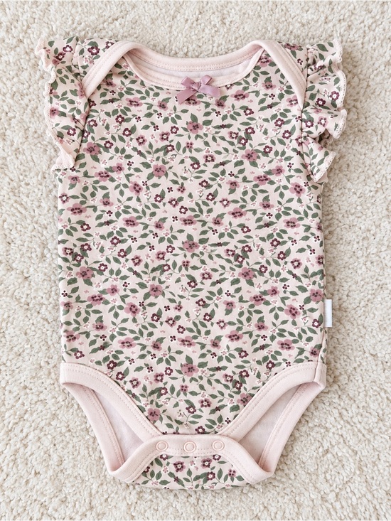 Tahari Other - Tahari Pink Floral Ruffle-Sleeve Baby Bodysuit